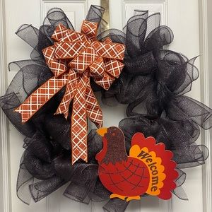 Turkey Fall Thanksgiving Wreath